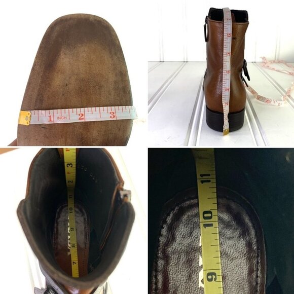 PRADA SAFFIANO BROWN SHOE  2 TONE POLISH LEATHER ANKLE BOOTS BLOCK STRAPPY MEN 6 - Picture 16 of 17